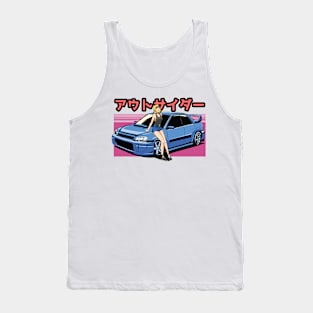 Kawaii Anime Girl with subaru car Tank Top